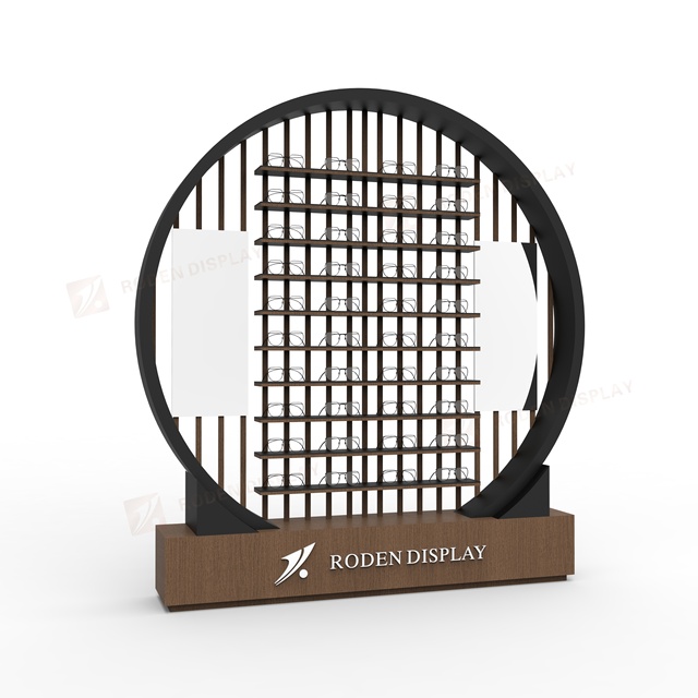 Elegant Eyewear Floor Stand Sunglasses Showcase in Wood Material Hot Sale Optical Frame Display