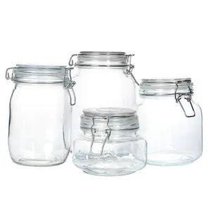 Hot Selling Eco-friendly Food Safe Glass Jar With Metal Clip Lid And Rubber Seal