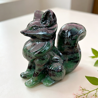 Figurine de renard sculptée à la main en pierre précieuse naturelle de 6 cm, statue d'animal en pierre semi-précieuse mixte, cristal de guérison, décoration, cadeau