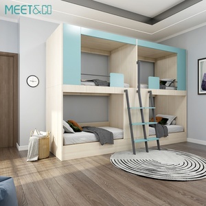 Ensemble de chambre à coucher en bois de style moderne, lit superposé pour 2 à 4 personnes, idéal pour les dortoirs d'étudiants, les auberges de jeunesse, les appartements, les entrepôts, les hôtels, les hôpitaux - Product Image 6