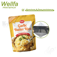 Sachet d'emballage réutilisable pour riz au beurre d'ail, imprimé sur mesure, 200g, qualité alimentaire, haute température 121°C ℃   Sachet Doypack en aluminium à fond plat