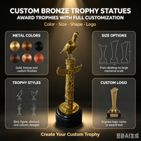 Trofeos de Paloma de latón personalizados de fábrica, trofeos de competición y adornos de Paloma portadora, técnica de fundición
