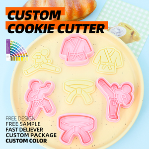 Taekwondo série 3D dessin animé imprimé Biscuit moule <span class=keywords><strong>ceinture</strong></span> noire bricolage argile <span class=keywords><strong>emporte</strong></span>-pièces matière plastique - Product Image 3