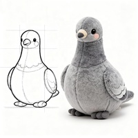 Peluche de pigeon personnalisée détaillée de 20 cm, jouet en peluche doux, oreiller en forme d'oiseau gris adorable