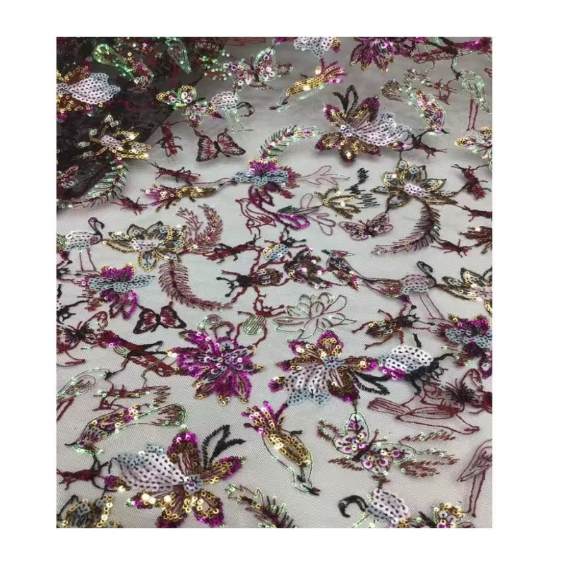 Hot Selling Exquisite Colored Embroidered Mesh