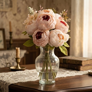 Ramo de 13 Cabezas de Flores Artificiales de Peonía Hechas a Mano, Venta al por Mayor de Fábrica, Decoración para Bodas, Graduaciones y Hogar - Product Image 6