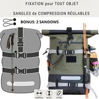 Sac à dos imperméable en PVC IPX6 30L pour la pêche, le kayak, la navigation de plaisance, l'escalade et les excursions