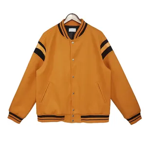 Fall/Winter American Preppy Style Varsity Jackets Brown and Black Patchwork Baseball Jacket for men