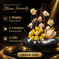 Ensemble de blocs de construction de fleurs DIY de 240 pièces avec housse anti-poussière, modèle floral créatif, jouet en plastique ABS pour la décoration de la maison, pour les enfants de 8 à 13 ans