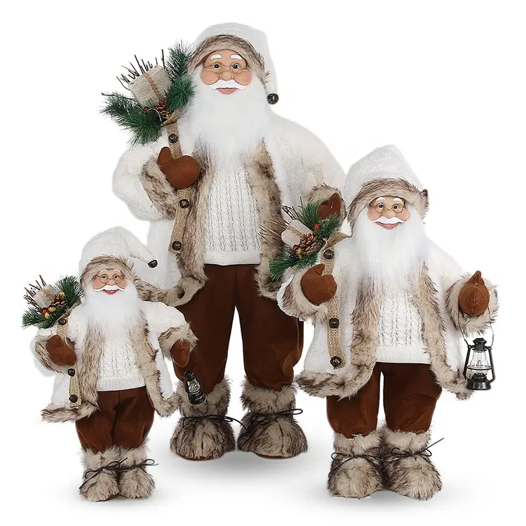 12-48" Inch Christmas Party Supplies Santa Claus Doll With Gift Bag And Lantern Home Gifts White Standing Santa Clause