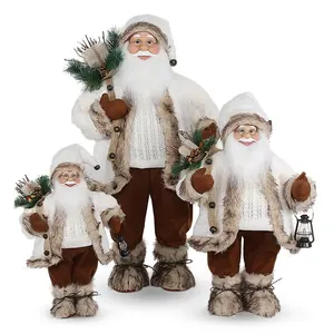 12-48 "pollici forniture per feste di natale bambola di babbo natale con sacchetto regalo e lanterna regali per la casa bianco in piedi babbo natale