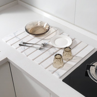 Tapis de séchage pour assiettes Cedar Space, pour la cuisine, séchage rapide des vaisselles, tapis de table pliable, absorbant l'eau, en terre de diatomée