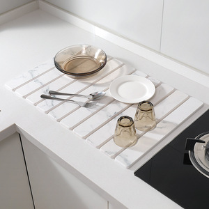 Cedar Space Dish <strong>Plates</strong> Drying <strong>Mat</strong> for Kitchen Quick Dry Dishes Placemat Foldable Water Absorbing Diatomaceous Earth <strong>Mat</strong> Pad - Product Image 1