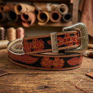 Solid Style Square Steel Buckle Cow Hide Custom Belt Ready Stock Handmade Genuine Leather Vintage OEM Eco-Friendly Waterproof - Product Image 1