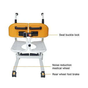 Carrito de Transferencia Multifuncional con Altura Ajustable, Silla de Ducha y Inodoro para Ancianos, Pacientes Encamado o Paralizados, Equipo de Seguridad para Baño - Product Image 2