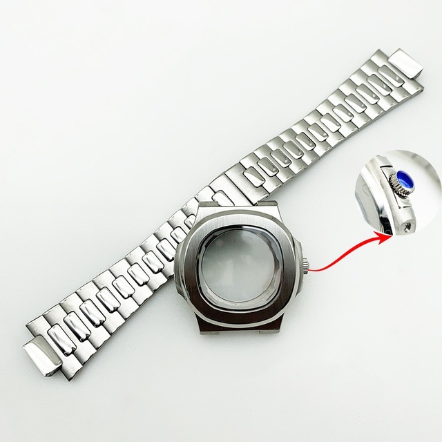 GMS NH35 Waterproof Automatic Stainless Steel Watch Case Complete Set 42mm for 2813/3804/8215 Mechanical Movements Watch Parts