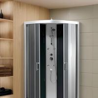 Cabine de douche de luxe avec douche vapeur et sauna, porte coulissante à cadre en aluminium, design moderne, pose au sol