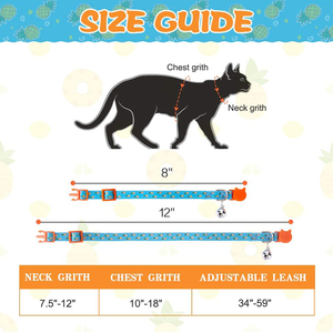 Perro de mascota gato Correa Collar y arnés Set ajustable duradero patrón de piña en forma de H gato arnés de la correa y el Collar conjunto - Product Image 5