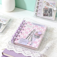 Classeur en PVC transparent à spirale 6 anneaux, rechargeable, pour documents, mini-agenda, rangement pour papier, usage scolaire/bureau