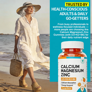 Kalsiyum Magnezyum Çinko Jelibonları D3 K2 B6 Portakal Aromalı 60 Jelibon Yetişkinler İçin Geliştirilmiş Kemik Yoğunluğu Enerji Desteği Günlük 2 Jelibon | - Product Image 3