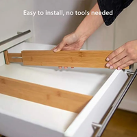 Lot de 4 organiseurs de tiroir extensibles en bambou écologique pour couverts, armoire et placard, réglables pour tiroirs de cuisine