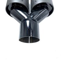 Embout d'échappement universel en fibre de carbone brillant pour voiture, double sortie en Y, en acier inoxydable noir, pour la décoration des silencieux