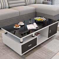 Ensemble table basse et meuble TV décoratifs modernes en bois avec rangement, plateau en pierre et structure en bois pour salon