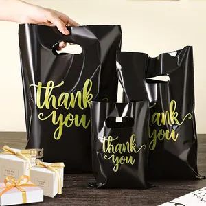 Eco amigável biodegradável compras saco plástico embalagem para roupas personalizado impresso projetar seu próprio logotipo obrigado sacos de plástico