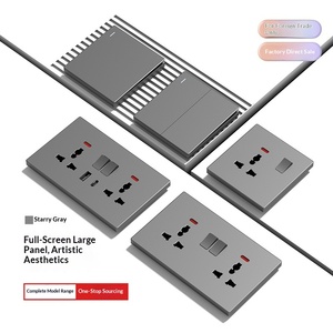 Prise électrique britannique standard 86, trois trous, <span class=keywords><strong>double</strong></span> <span class=keywords><strong>USB</strong></span>, panneau d'alimentation, multifonctionnel, gris, 13A - Product Image 2