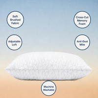 Oreiller en mousse à mémoire de forme matelassé géométrique blanc, taille standard/queen, réglable en hauteur, pour la maison et l'hôtel