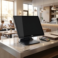 Terminal de point de vente Windows GL-G170, processeur Intel I5, écran tactile capacitif, base pliable, noir, résolution 1280x1024, garantie 1 an