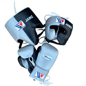 GYMSTERO Ensemble de boxe professionnel en cuir personnalisable de qualité supérieure, avec protège-doigts intégral, réglable par fermeture auto-agrippante et lacets, pour arts martiaux - Product Image 1