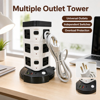 Multiprise verticale multifonction avec lampe de nuit USB, construction en laiton et cuivre, multiprises, protection contre les surcharges, pour usage industriel/bureau/maison