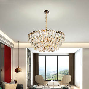 Hotel <b>Living</b> <b>Room</b> Hanging Pendant <b>Lights</b> Modern Fixtures Luxury clear <b>Led</b> Crystal Leaf Chandelier - Product Image 3