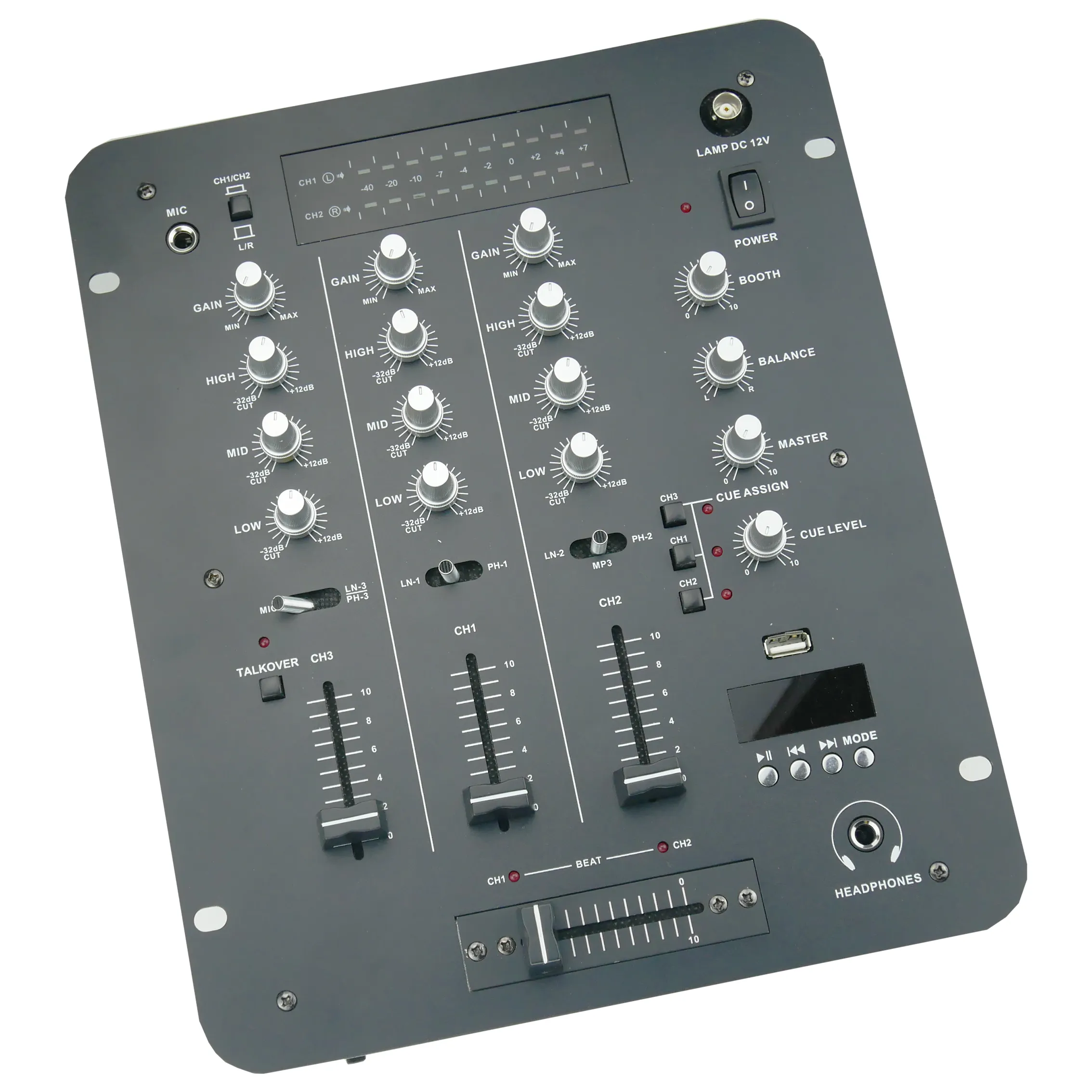 Fabbrica di vendita superiore di nuovo disegno originale 3 canale professionale mini DJ mixer con ingresso USB per esterno sistema di alimentazione