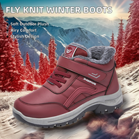Mouche tricot nouvelle mode féminine hiver bottes de neige confortable léger bout rond chaussures de randonnée avec marque en peluche en plein air pour homme