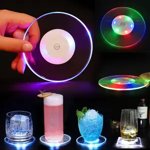 Vente chaude ronde lumineuse LED allumer des sous-verres boisson led bouteille lumière autocollant promotionnel autocollant sous-verre pour boissons