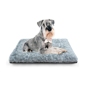 Heißer Verkauf Luxus dunkelgrau Plüsch Haustier Bett matte Falten tragbare leicht zu reinigen rechteckige Hunde kiste Bett Drops hipping für große Hunde - Product Image 1