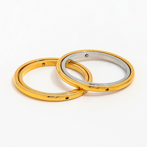 Anneau <span class=keywords><strong>Spinner</strong></span> en acier inoxydable plaqué or 18 carats haut de gamme étanche deux tons à la mode Spin Fidget anneau d'anxiété pour les cadeaux de fête - Product Image 1