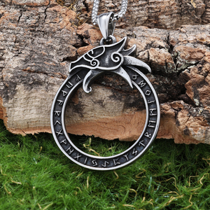 Acier inoxydable <span class=keywords><strong>Rock</strong></span> Punk Style Amulette Viking Circulaire <span class=keywords><strong>Celtique</strong></span> Dragon Collier Pendentif pour Hommes Bijoux - Product Image 3