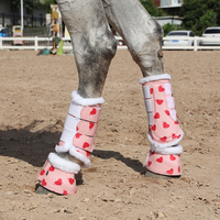 PROMOTION : Ensemble Équestre Écologique – Couvre-tendons et Cloches pour Chevaux, avec Bonnet Rose et Licol en Cuir pour l'Équitation