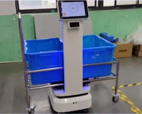 Robot AGV de type élévateur L150, capacité de levage de 150 kg, levage de 5 cm, navigation autonome, charge automatique, contrôlé par application, pour le transfert de marchandises en entrepôt et en usine