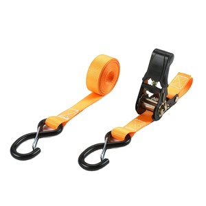 Sangles d'arrimage à cliquet <span class=keywords><strong>pour</strong></span> <span class=keywords><strong>moto</strong></span> de qualité industrielle 25 mm (1 pouce) 800 kg de résistance à la rupture en polyester avec crochets de sécurité en S - Product Image 1