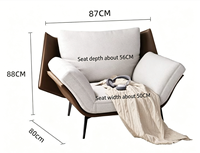 Fauteuil d'appoint minimaliste italien, fauteuil de designer moderne et élégant pour salon, balcon et usage domestique