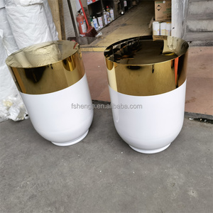 豪华不锈钢现代白色和金色大号花盆和花瓶，适合家庭酒店花园装饰，可配人造花 - Product Image 2