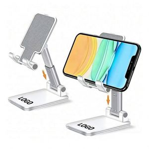 Wholesale Promo Gift Portable Plastic Aluminum Foldable Angle Adjustable <b>Desk</b> Cell Phone Stand Holder With Logo Custom Gifts - Product Image 1