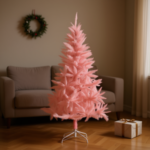 Árbol de Navidad Artificial Rosa de 6 Pies, Plástico para Interiores, Sin Luces, Plegable, Decoraciones Festivas de Alta Calidad - Product Image 2