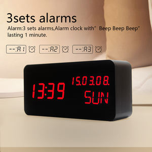 Reloj despertador con calendario multifuncional, accesorio electrónico creativo, silencioso, de madera, <span class=keywords><strong>led</strong></span>, hora, temperatura, fecha, visualización de semana - Product Image 5
