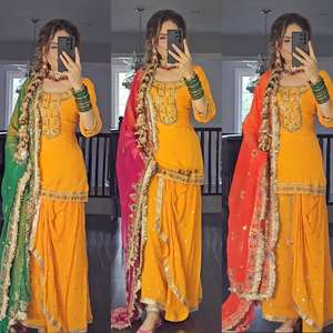 ชุดเดรสผ้าจอร์เจียสังเคราะห์สำหรับงานปักและชุดทำงานได้ดีจากนักออกแบบใหม่ - Product Image 5