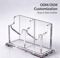 Support de cartes de visite en acrylique transparent à double fente, présentoir de bureau pour réception, vente en gros, logo personnalisé OEM ODM
